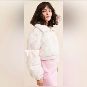 EUC Selkie Cropped Bow Marshmallow Puffer Jacket